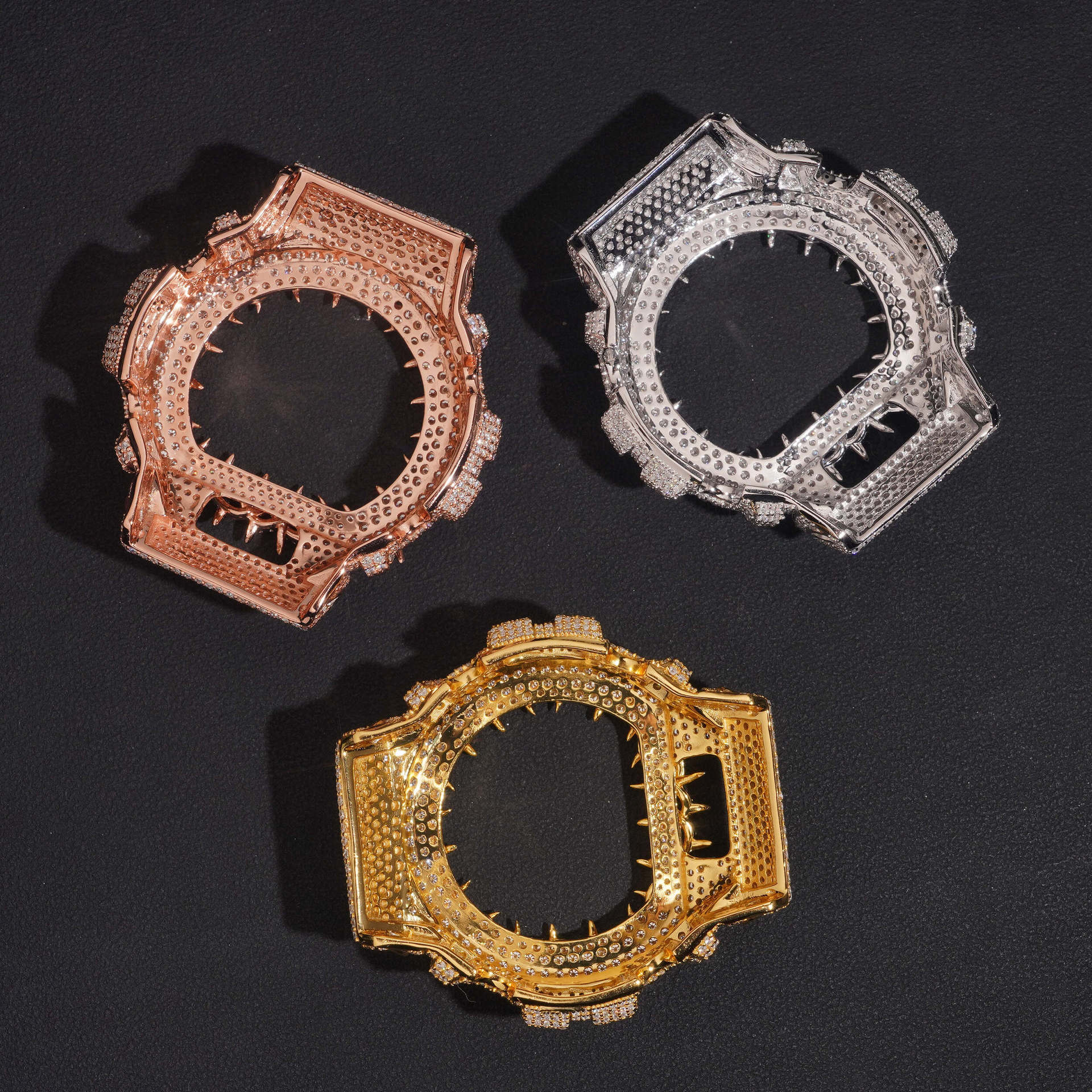 Iced Out Moissanite Watch Case — Thorn Chain, G-Shock, 925 Silver — NOVAE ATELIER